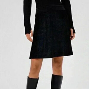 BOSS Hugo boss classic stylish black trend Aline rear zipper wool  midi skirt 36